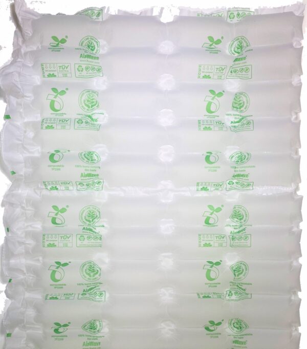 PlantWave typ 8.3, 42 cm x 350 m / lakan 42x32 cm luftkudde, material BioPlastic 20my, 100% biologiskt nedbrytbart och hemkomposterbart