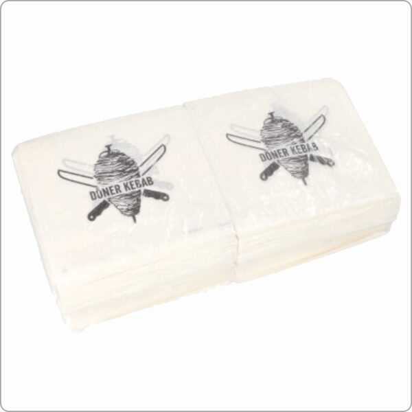 Kebab bag 16x16 cm (width x length) design Döner Kebab, open on two sides, white kraft paper 35 gsm, 1000 pcs/pack