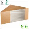 Sandwichlåda 12,3x12,3x5,2 cm (bredd x längd x höjd) för 2 skivor, brun/vit kartong 250 gsm FSC®-certifierad och med PLA-fönster, 50 st/pack