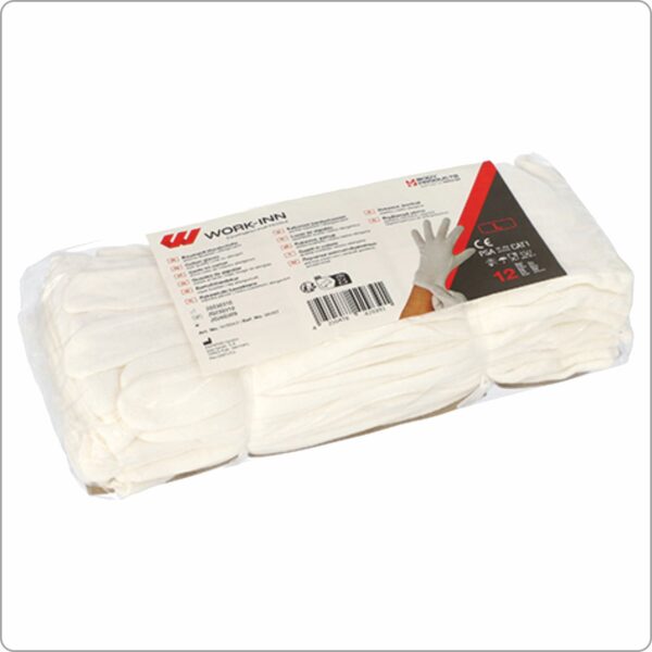 Handskar bomull vit färg, XL storlek, märke Work-Inn ´´Cotton´´, 12 par/pack