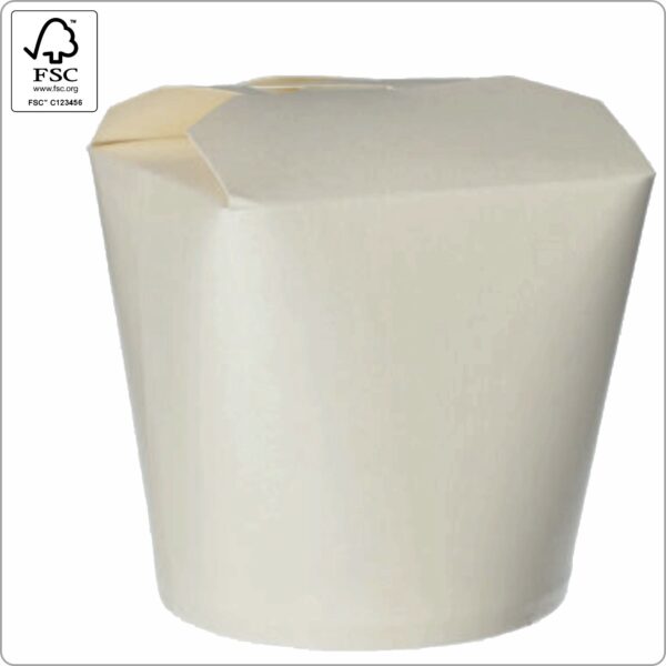 Take Away box Chinese food box 8,5x7,5x10 cm (width x depth x height) 550 ml, white/white PE-coating cardboard FSC® certified, 50 pcs/pack